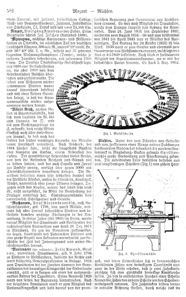 Eine Seite aus dem deutschen Patent 558 (1881) mit einer Zeichnung einer Kreismaschine neben Text.