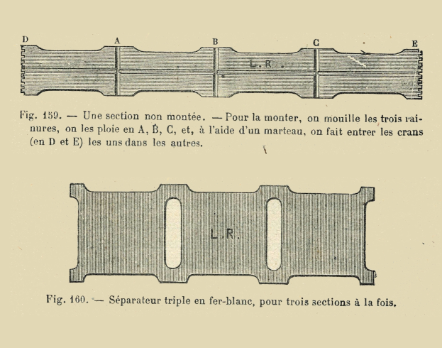 Eine Buchseite mit einer Zeichnung eines Metallteils, begleitet von Text und Diagrammen, die dessen Informationen darlegen.