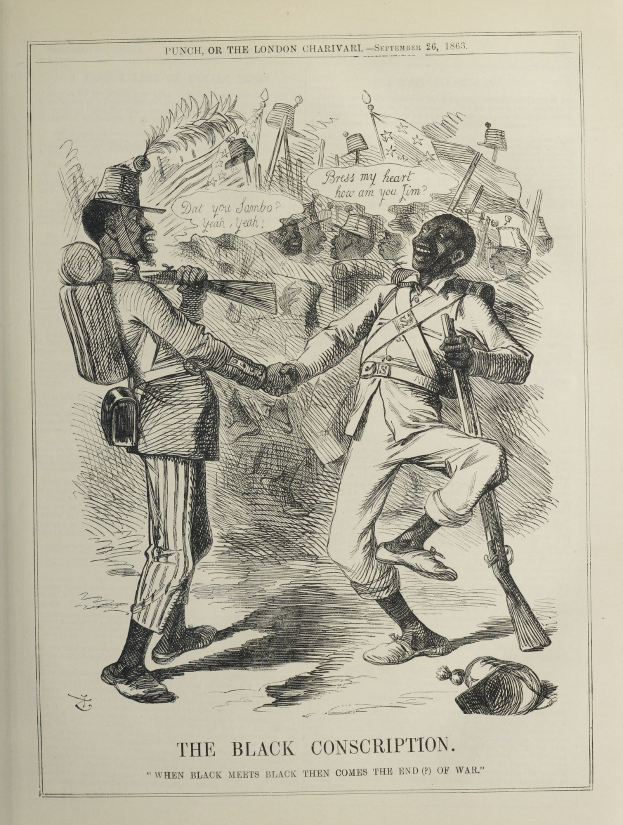 Buchumschlag mit dem Titel "Die schwarze Einberufung", der eine Illustration von zwei Männern zeigt, die sich die Hand schütteln, wobei einer eine Waffe hält.