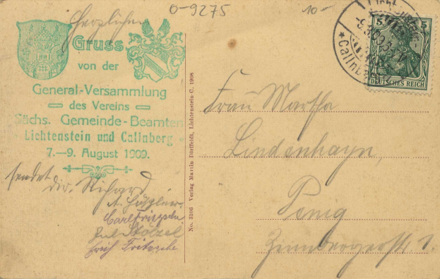 Alter Umschlag mit einem deutschen Stempel von 1909, frankiert zur Zustellung von Österreich nach Deutschland am 7. August 1909.