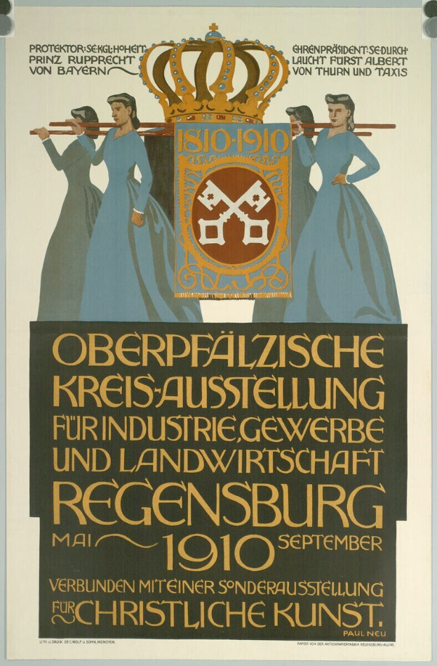 Plakat für die deutsche Revolution von 1910, das eine Gruppe von Menschen und eine Krone zeigt und Text enthält, der Details zum Ereignis liefert.