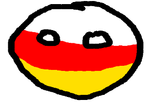 Ein Smiley mit den Farben der deutschen Flagge - rot, gelb und weiß - auf einem weißen Hintergrund.