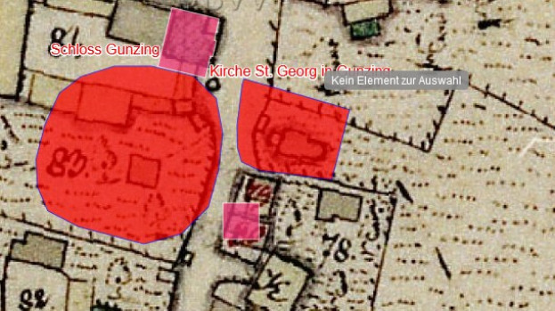 Eine Stadtkarte mit einem roten Hakenkreuz in der Mitte, begleitet von Text und Zahlen.