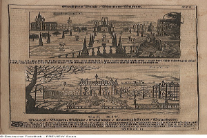Offenes Buch mit einer detaillierten Stadtansicht auf seinen Seiten, begleitet von Bildern und Text.