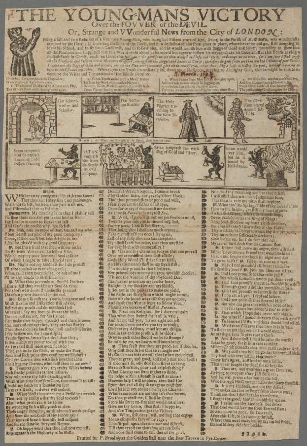 Ein detailliert illustrierter und mit fetter Schrift versehener Siegplakat des jungen Mannes.